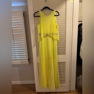 BCBG Neon Yellow floor length dress